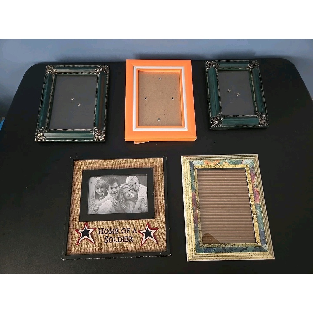 LOT 5‎ VINTAGE Assorted Picture Frames Gallery Wall Ornate 5 x7 4x6 Green Orange